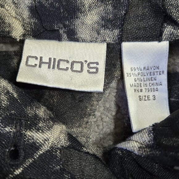Vintage Chico's Black White Floral Sheer Mesh Burnout Lightweight Jacket Y2K - Picture 7 of 7